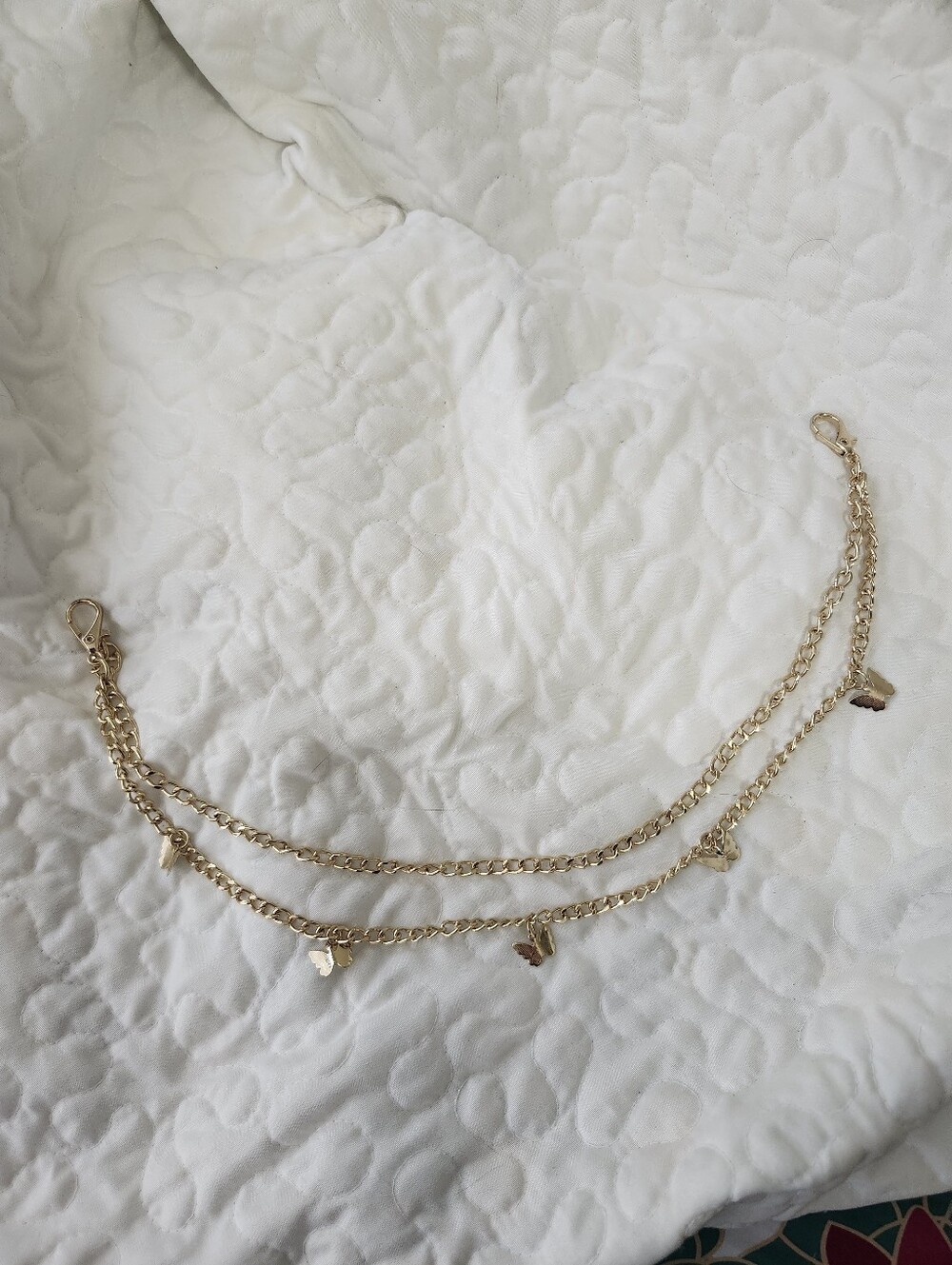 Gold Double-Strand Butterfly Charm Chain Belt